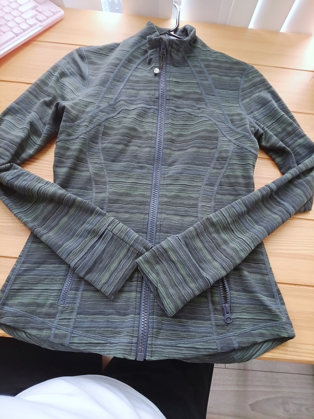 Lululemon Green Striped Zip-Front Jacket